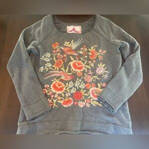 Johnny Was Charcoal Embroidery Crew